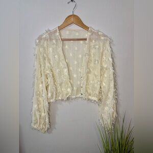 Sheer Cream Textured Cardigan